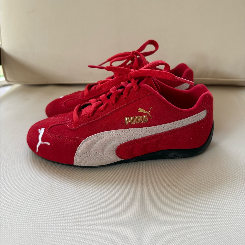 Puma Speedcat Red Sneakers with White and Gold Details